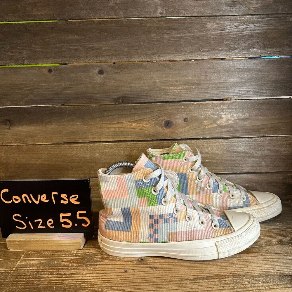 Womens Converse Crafted Abstract Stripes Hi Top Sneakers Shoes Size 5.5‎ M GUC